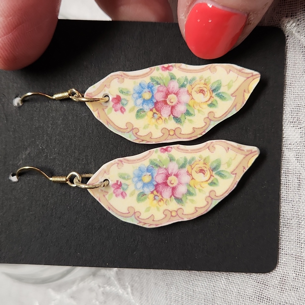 Floral Gold Hook Earrings